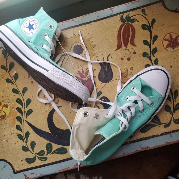 Mint Green Converse Hi Top CHUCKS all star kicks - Picture 3 of 8